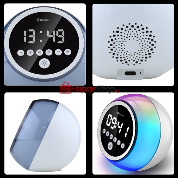 Тонколона Kisonli Q6C, Bluetooth, SD, FM, RGB, Бял - 22283
