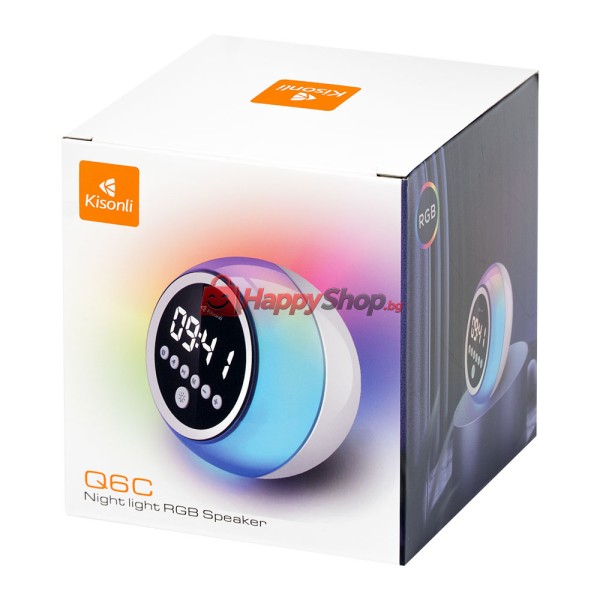 Тонколона Kisonli Q6C, Bluetooth, SD, FM, RGB, Бял - 22283
