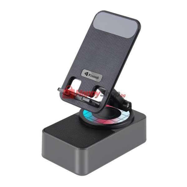 Тонколона със стойка за телефон Kisonli M1 Plus, Bluetooth,  USB, RGB, Различни цветове - 22273