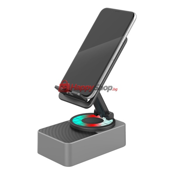 Тонколона със стойка за телефон Kisonli M2, Bluetooth, USB, RGB, Различни цветове - 22274