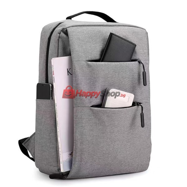 Раница за лаптоп BP-03, 15.6", Сив - 45289