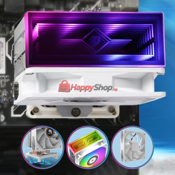 Охладител за процесор G41 Plus, ARGB LED, 120mm, Универсален, Бял - 63077