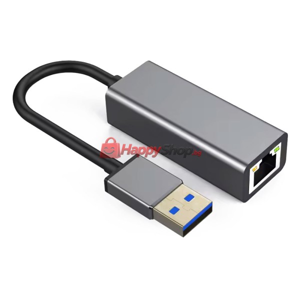 Мрежов адаптер DeTech USB 2.0 - RJ45, 100Mbps, Сив - 17832