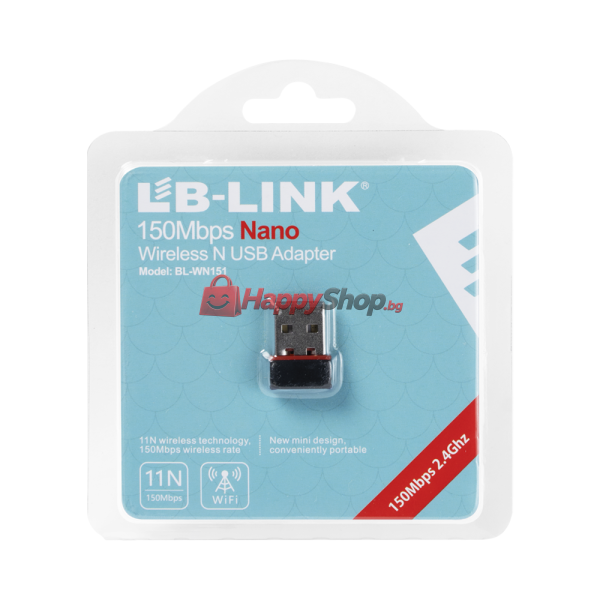 Безжичен мрежов адаптер LB-LINK BL-WN151FD, USB, 150Mbps, Черен - 19044