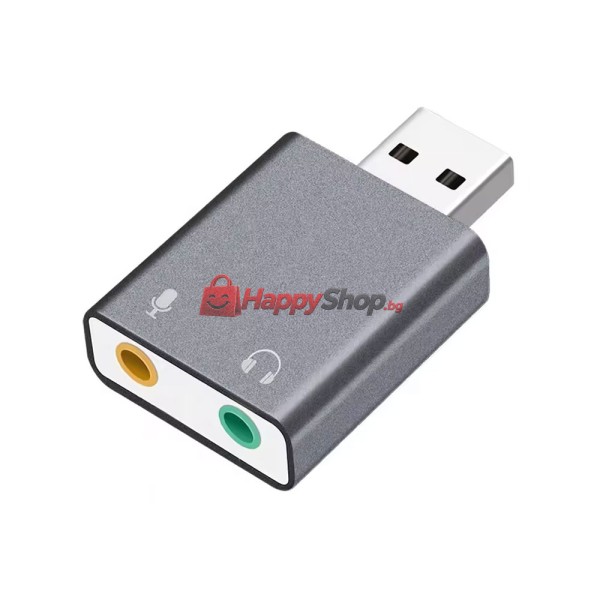 Звукова карта DeTech, USB, 7.1, Сив - 17857