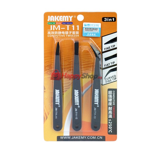 Комплект антистатични пинсети, Jakemy JM-T11, Черен - 17616