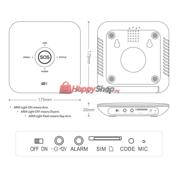Смарт алармена система PST-10GDT, 5в1, GSM, Wi-Fi, Tuya Smart, Бял - 91013