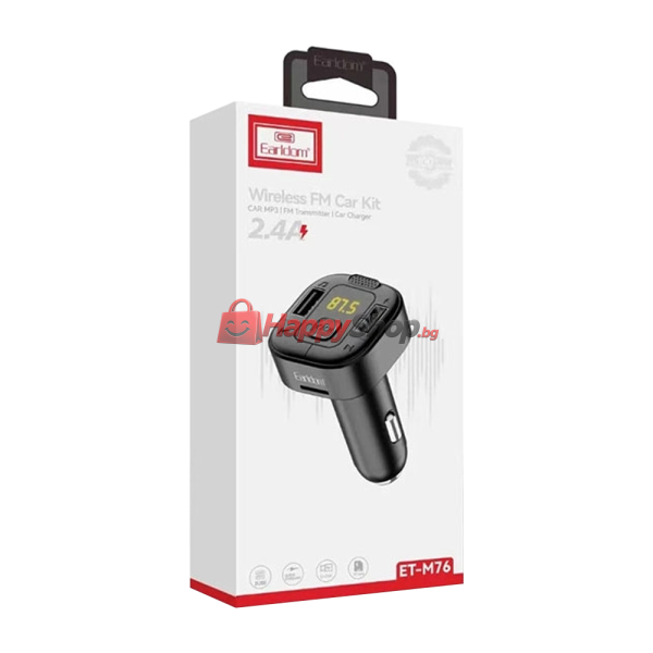 FM Трансмитер Earldom ET-M76, Bluetooth, USB, Micro SD, 2.4A