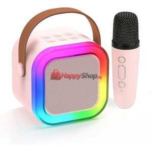 Мини караоке Bluethooth RGB тонколона с 2 микрофона