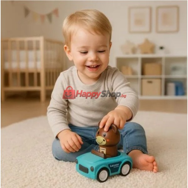 Сензорна играчка Количка с животни 4в1 за деца